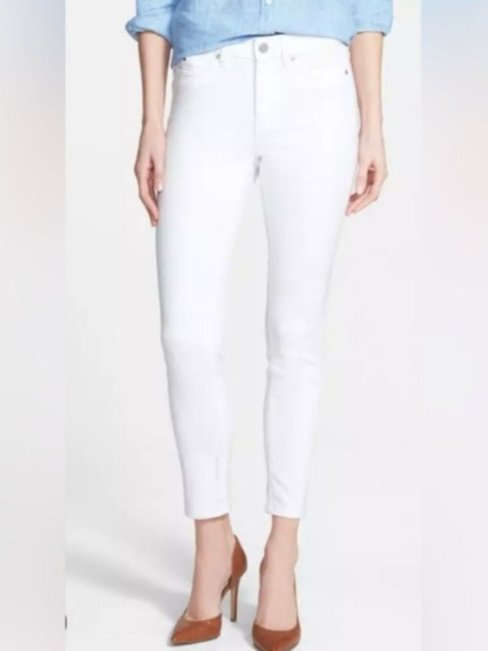 Vince Camuto White Denim Jeans Womens Size 28/6 Skinny Ankle Length High Rise